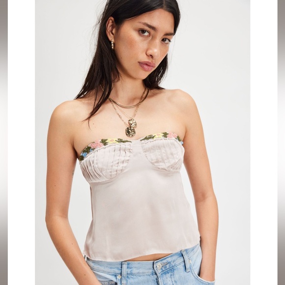 Free People Tops - NWT Free People Ember Glow Strapless Embroidered Bustier Top